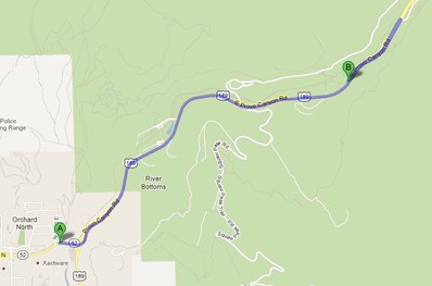 Map to Canyon Glen Park UT from the mouth of the Canyon